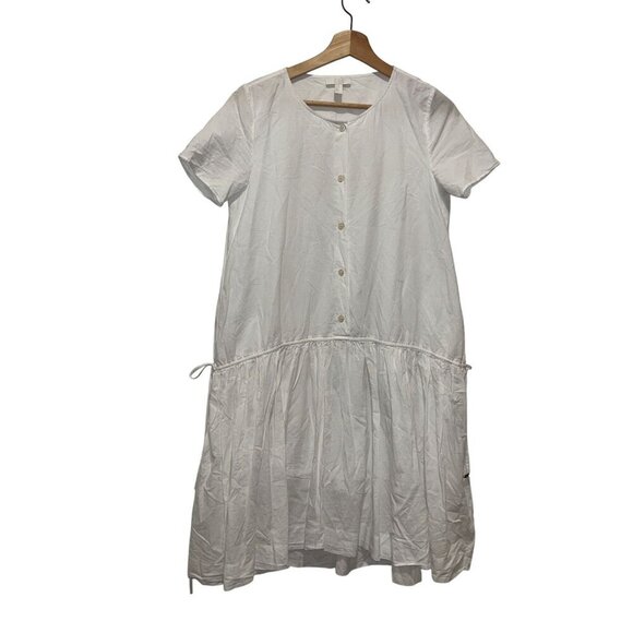 COS White Short-Sleeve Button-Up Cotton Mid Length Dress Women's Size XS - Picture 1 of 9